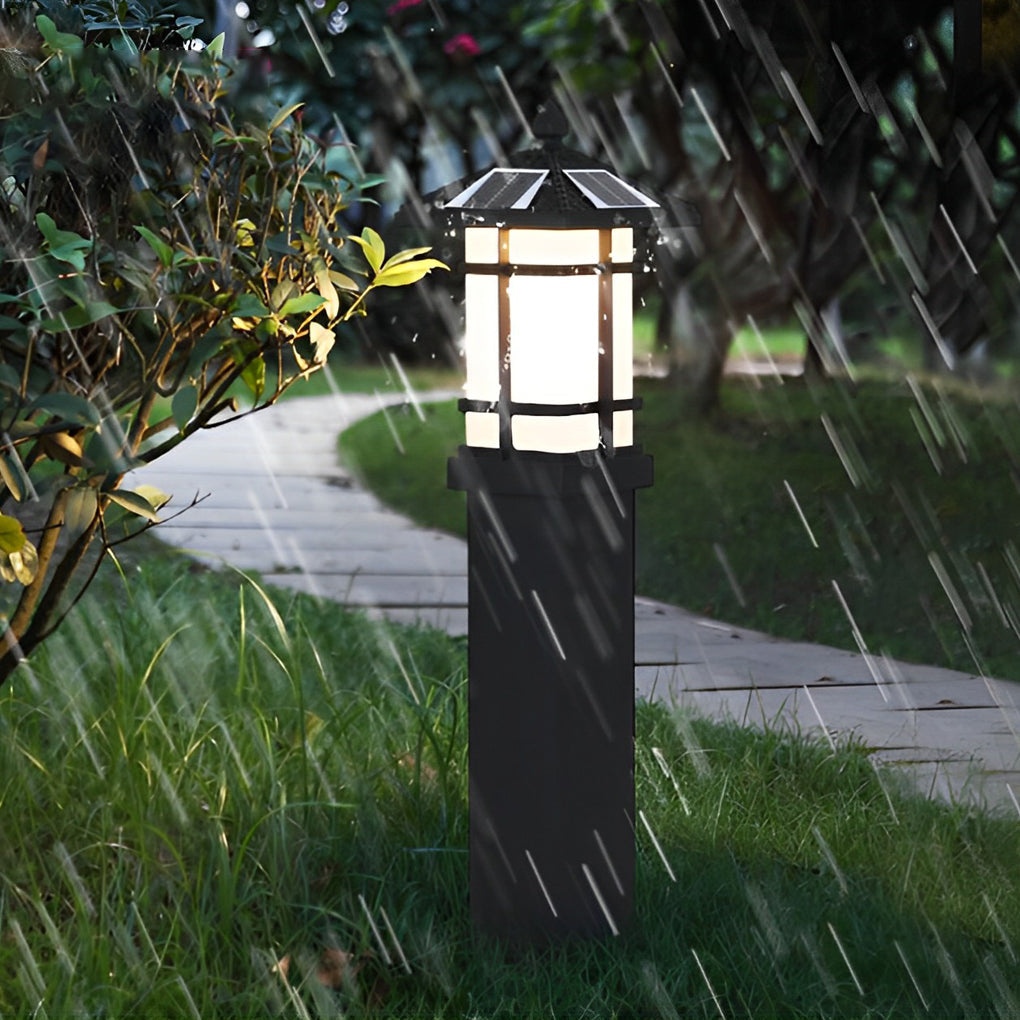 Modern Black Solar Path Lights Waterproof Outdoor LED Lawn Lamps for Garden and Villa