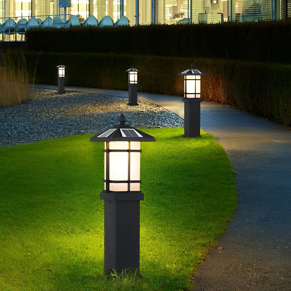 Modern Black Solar Path Lights Waterproof Outdoor LED Lawn Lamps for Garden and Villa