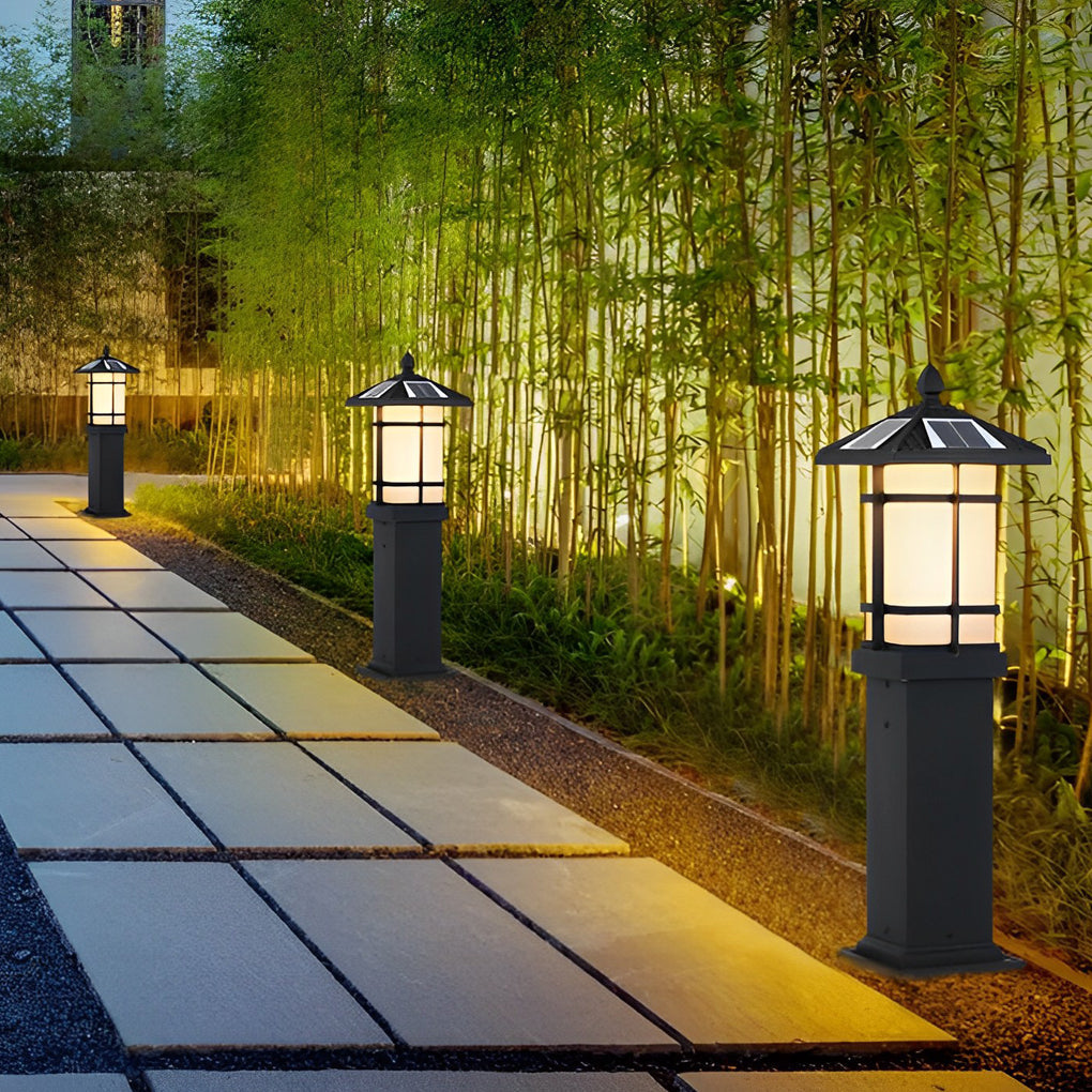 Modern Black Solar Path Lights Waterproof Outdoor LED Lawn Lamps for Garden and Villa