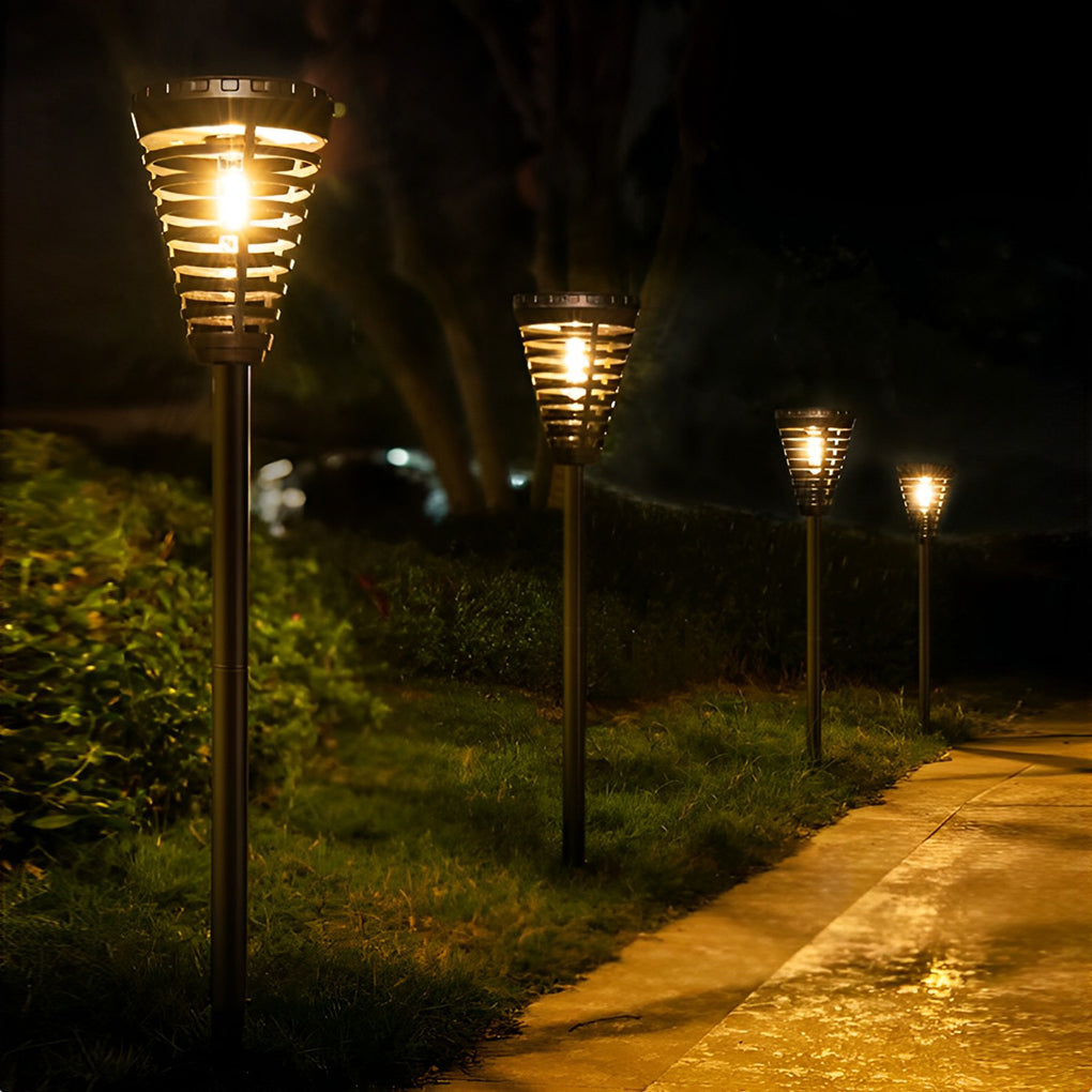 Modern Black Solar Pathway Lights Waterproof LED Garden Landscape Lighting for Walkway