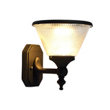 Modern Black Solar Powered LED Exterior Wall Light with Dusk to Dawn Sensor and Remote