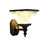 Modern Black Solar Powered LED Exterior Wall Light with Dusk to Dawn Sensor and Remote