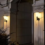 Modern Black Solar Powered LED Outdoor Wall Sconce Waterproof Exterior Lighting for Garden Backyard