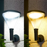 Modern Black Solar Powered LED Outdoor Wall Sconce Waterproof Exterior Lighting for Garden Backyard