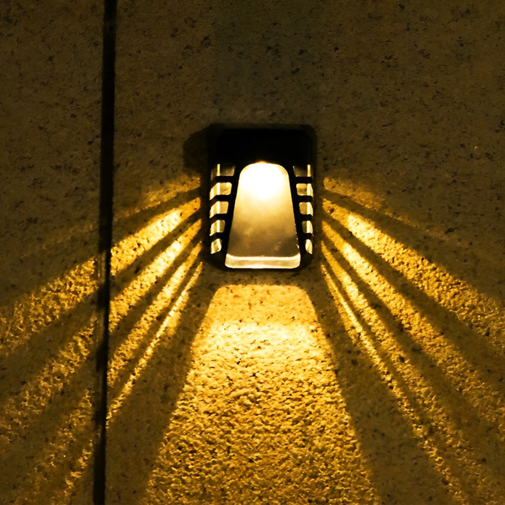 Modern Black Solar Powered LED Outdoor Wall Sconce Waterproof Exterior Security Lighting for Fence Garden Yard