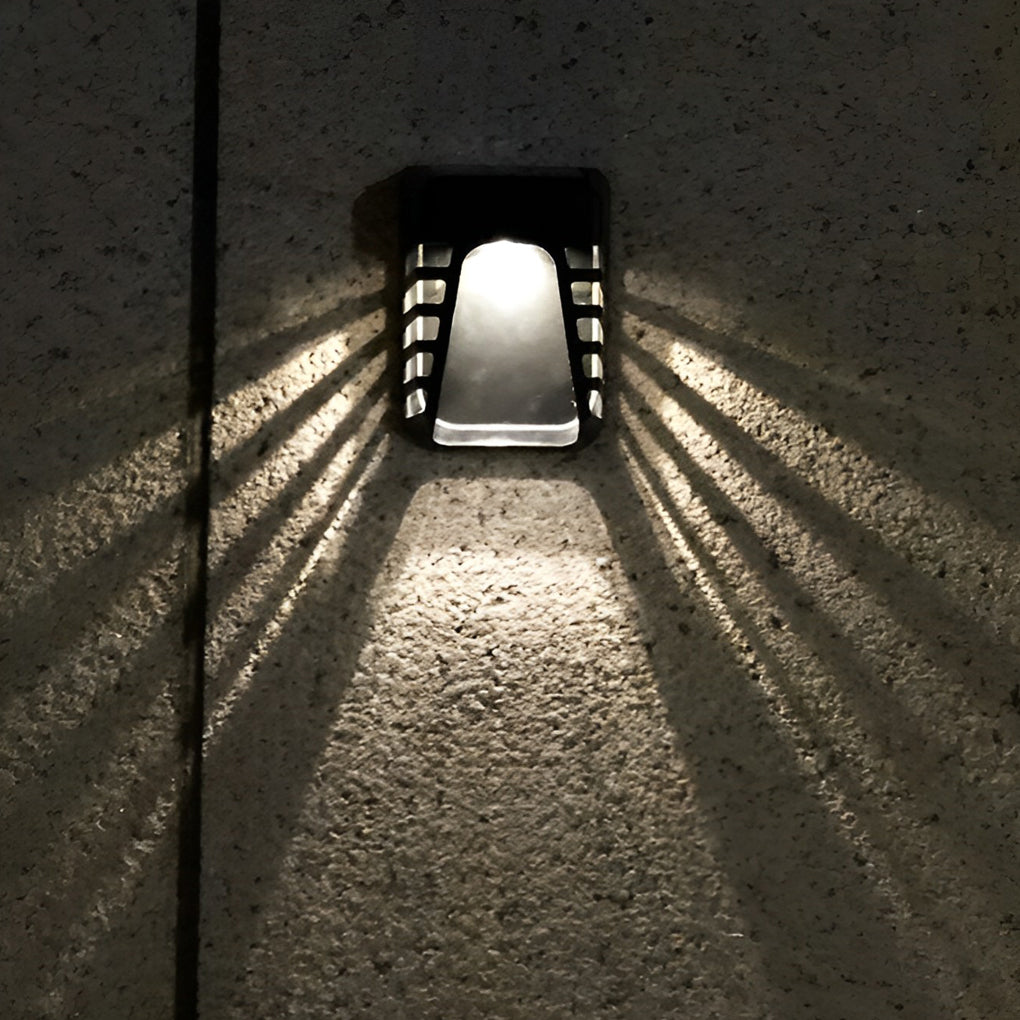 Modern Black Solar Powered LED Outdoor Wall Sconce Waterproof Exterior Security Lighting for Fence Garden Yard