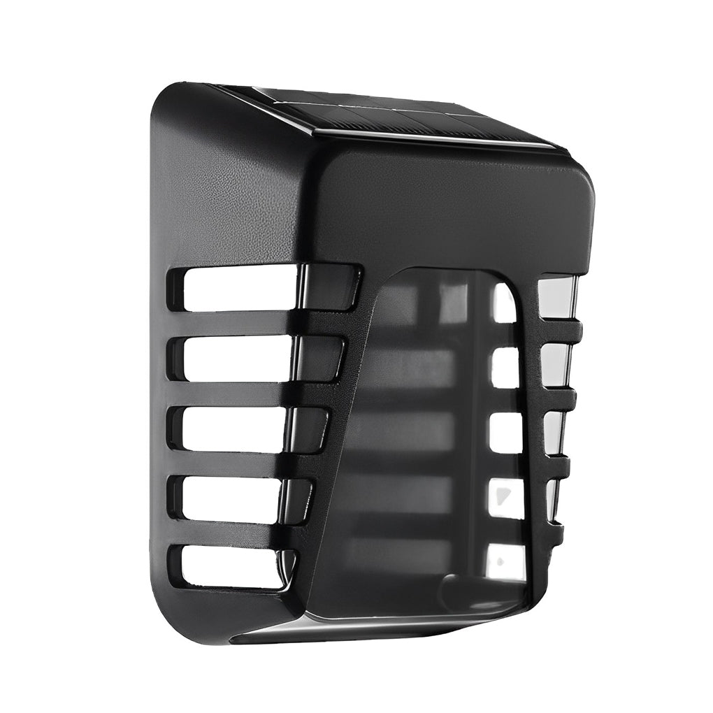 Modern Black Solar Powered LED Outdoor Wall Sconce Waterproof Exterior Security Lighting for Fence Garden Yard