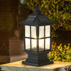 Modern Black Solar Powered LED Post Cap Light Waterproof Outdoor Garden Pillar Lamp with Remote