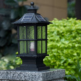 Modern Black Solar Powered LED Post Cap Light Waterproof Outdoor Garden Pillar Lamp with Remote