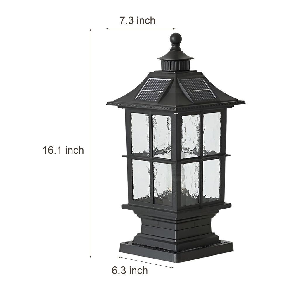 Modern Black Solar Powered LED Post Cap Light Waterproof Outdoor Garden Pillar Lamp with Remote