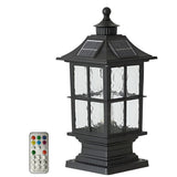 Modern Black Solar Powered LED Post Cap Light Waterproof Outdoor Garden Pillar Lamp with Remote