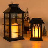 Modern Black Solar Powered Outdoor Lantern Waterproof Portable LED Garden Light for Villa Aisle and Patio