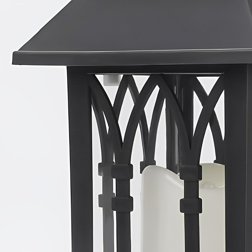 Modern Black Solar Powered Outdoor Lantern Waterproof Portable LED Garden Light for Villa Aisle and Patio