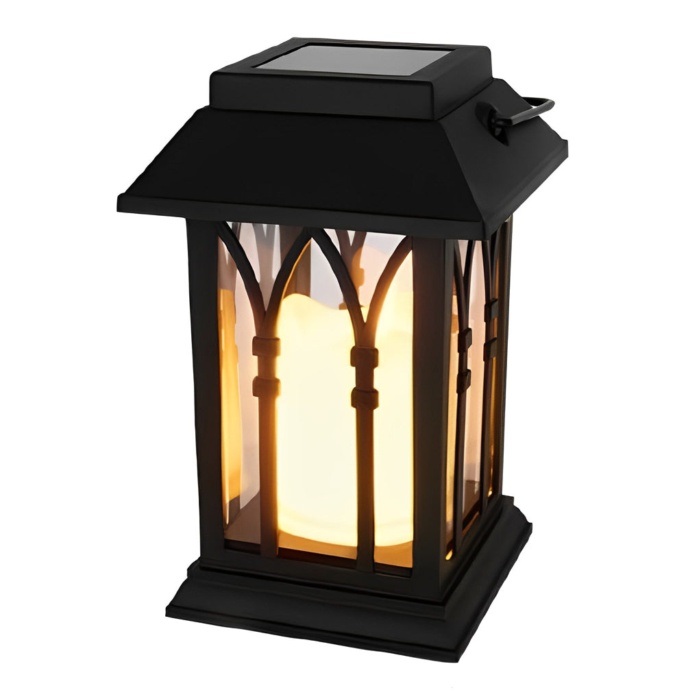 Modern Black Solar Powered Outdoor Lantern Waterproof Portable LED Garden Light for Villa Aisle and Patio
