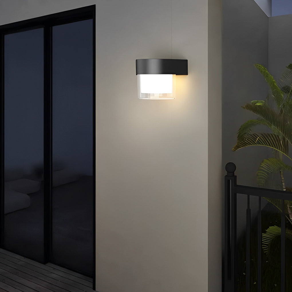 Modern Black Solar Powered Outdoor LED Wall Sconces Waterproof IP54 Exterior Lights for Garden and Porch