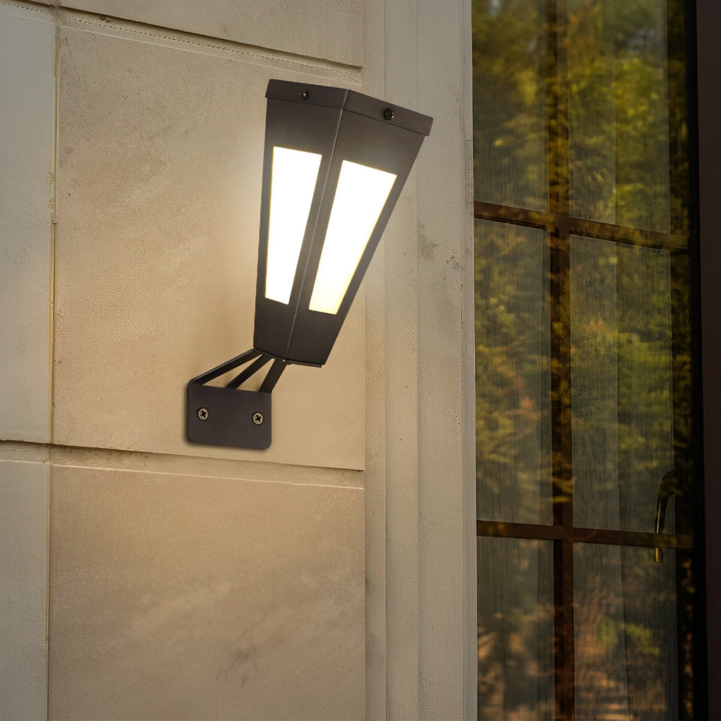 Modern Black Solar Powered Outdoor Wall Lamp Waterproof LED Exterior Porch Sconce