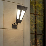 Modern Black Solar Powered Outdoor Wall Lamp Waterproof LED Exterior Porch Sconce