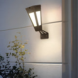 Modern Black Solar Powered Outdoor Wall Lamp Waterproof LED Exterior Porch Sconce
