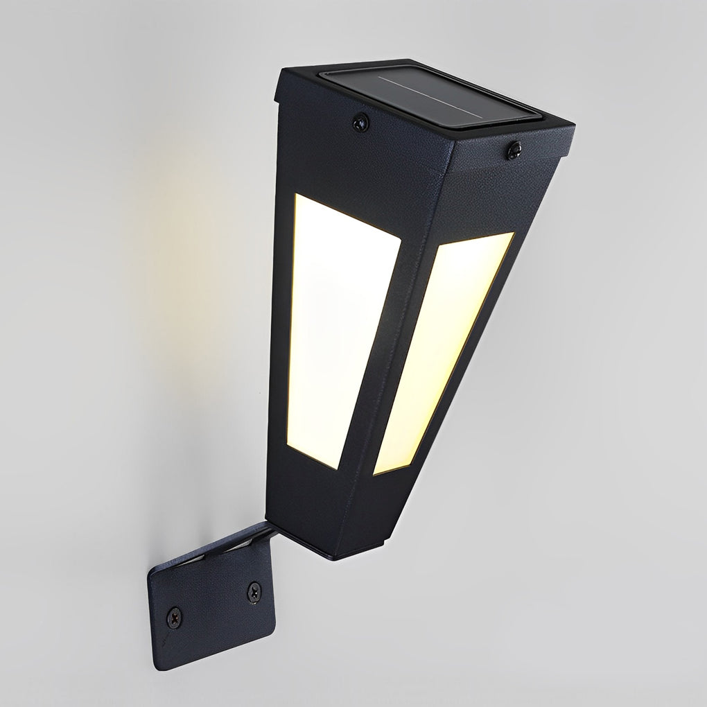 Modern Black Solar Powered Outdoor Wall Lamp Waterproof LED Exterior Porch Sconce