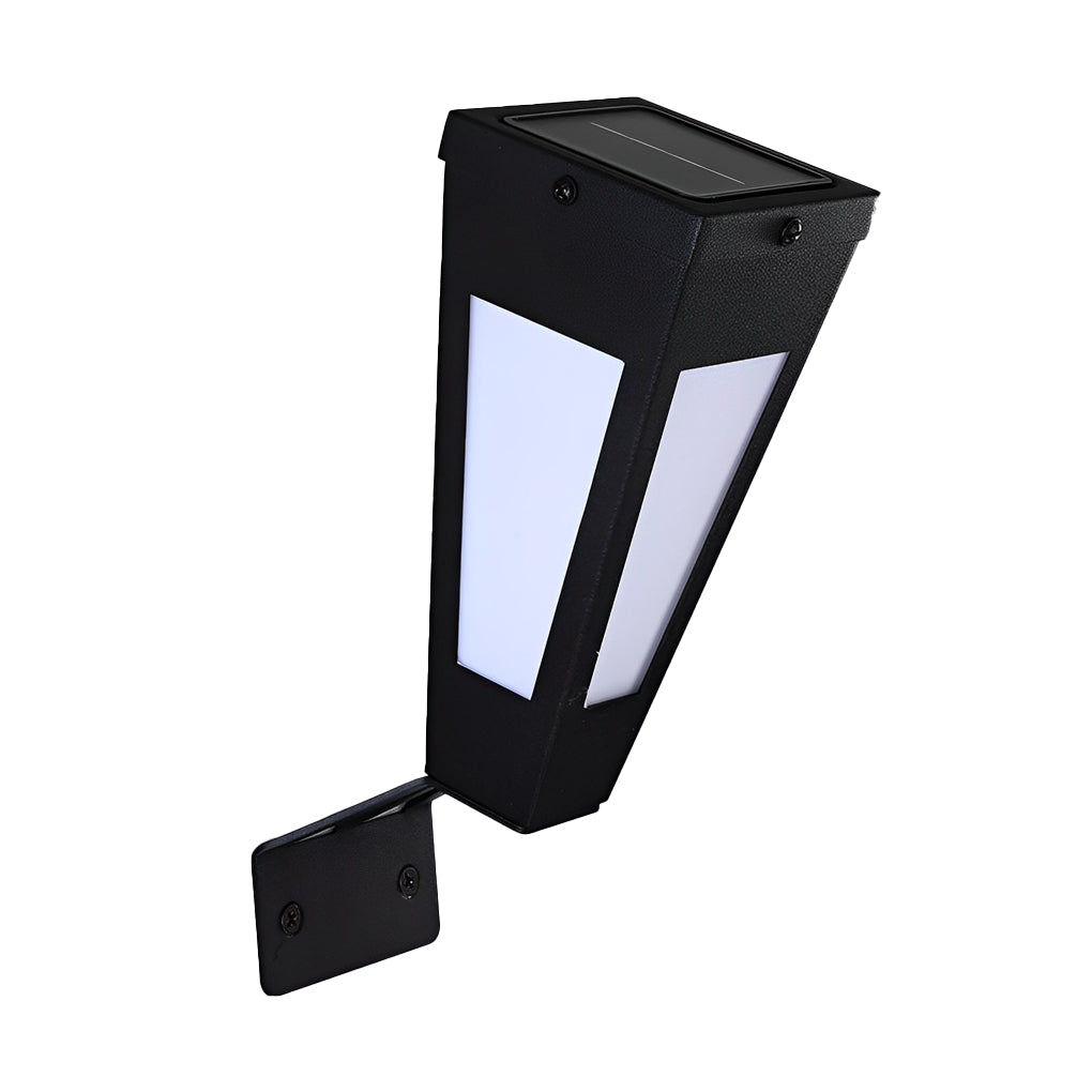 Modern Black Solar Powered Outdoor Wall Lamp Waterproof LED Exterior Porch Sconce