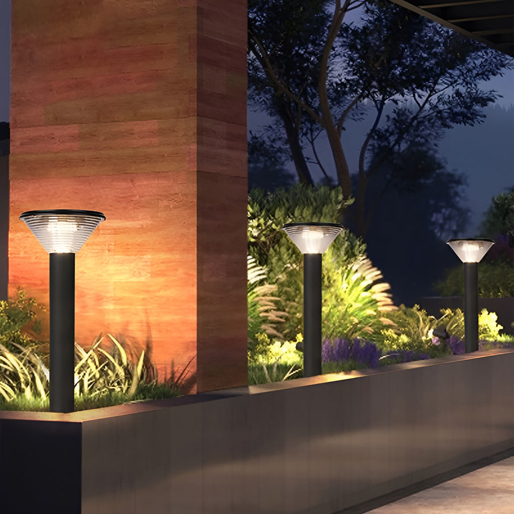 Modern Black Solar Powered Pathway Lights with Dusk to Dawn Sensor and Three Color Temperature Modes