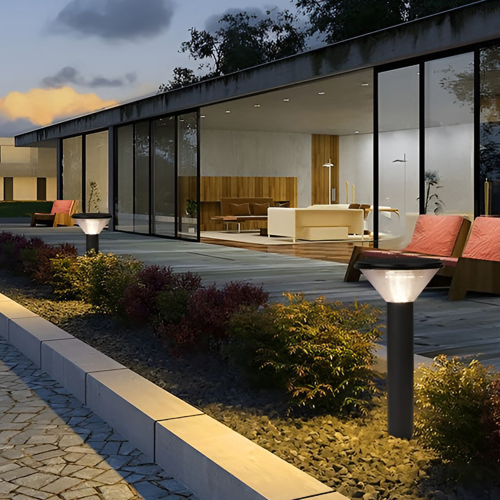 Modern Black Solar Powered Pathway Lights with Dusk to Dawn Sensor and Three Color Temperature Modes