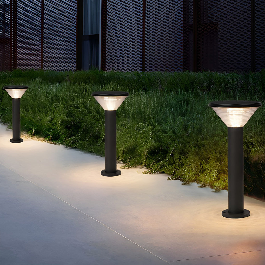 Modern Black Solar Powered Pathway Lights with Dusk to Dawn Sensor and Three Color Temperature Modes
