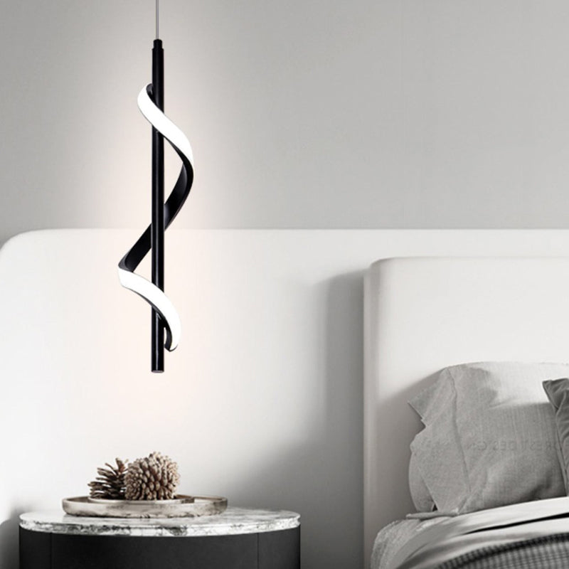 Modern Black Spiral LED Wall Sconce and Pendant Light with 3 Step Dimming for Home Decor