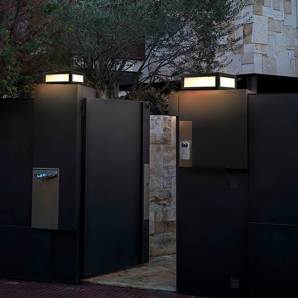 Modern Black Square Cube Outdoor Post LED Pier Mount Light Waterproof Exterior Fixture