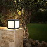 Modern Black Square Cube Outdoor Post LED Pier Mount Light Waterproof Exterior Fixture