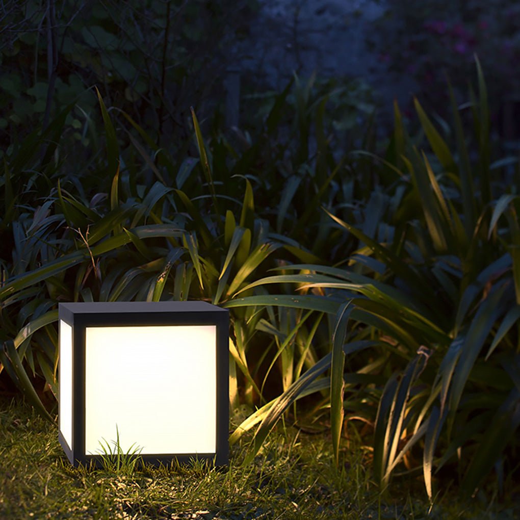 Modern Black Square Cube Outdoor Post LED Pier Mount Light Waterproof Exterior Fixture
