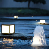 Modern Black Square Cube Outdoor Post LED Pier Mount Light Waterproof Exterior Fixture