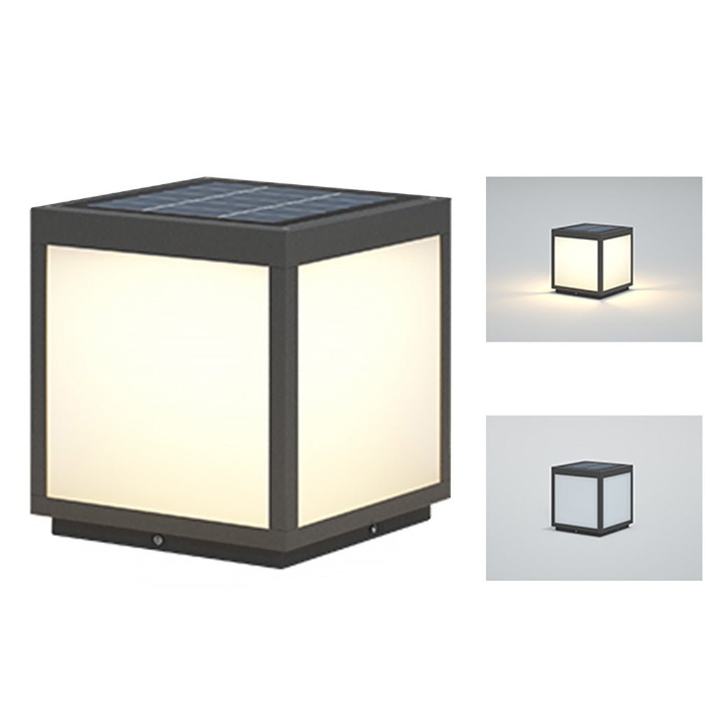 Modern Black Square Cube Outdoor Post LED Pier Mount Light Waterproof Exterior Fixture