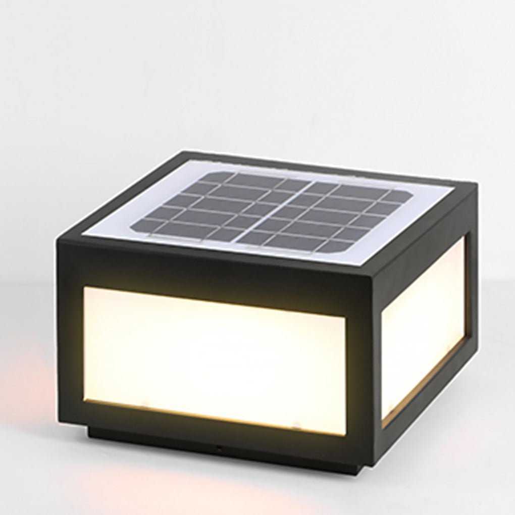 Modern Black Square Cube Outdoor Post LED Pier Mount Light Waterproof Exterior Fixture