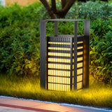Modern Black Square Lantern LED Outdoor Pathway Light for Garden and Villa