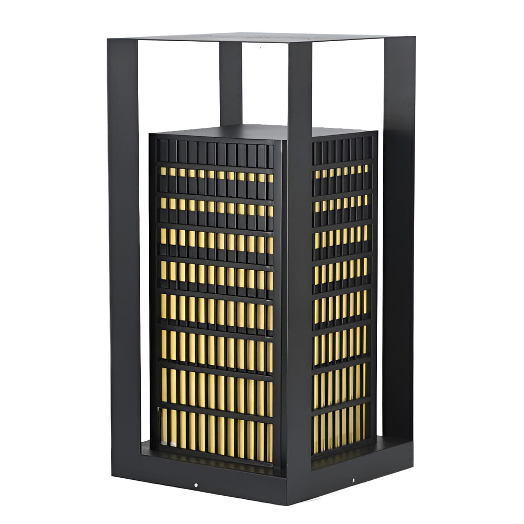 Modern Black Square Lantern LED Outdoor Pathway Light for Garden and Villa