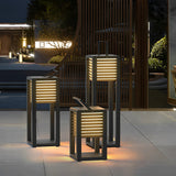 Modern Black Square LED Outdoor Path Light Waterproof Solar Powered Portable Garden Lawn Lamp