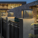 Modern Black Square LED Outdoor Post Light Solar and Hardwired Exterior Pillar Lantern
