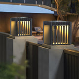 Modern Black Square LED Outdoor Post Light Solar and Hardwired Exterior Pillar Lantern