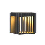 Modern Black Square LED Outdoor Post Light Solar and Hardwired Exterior Pillar Lantern