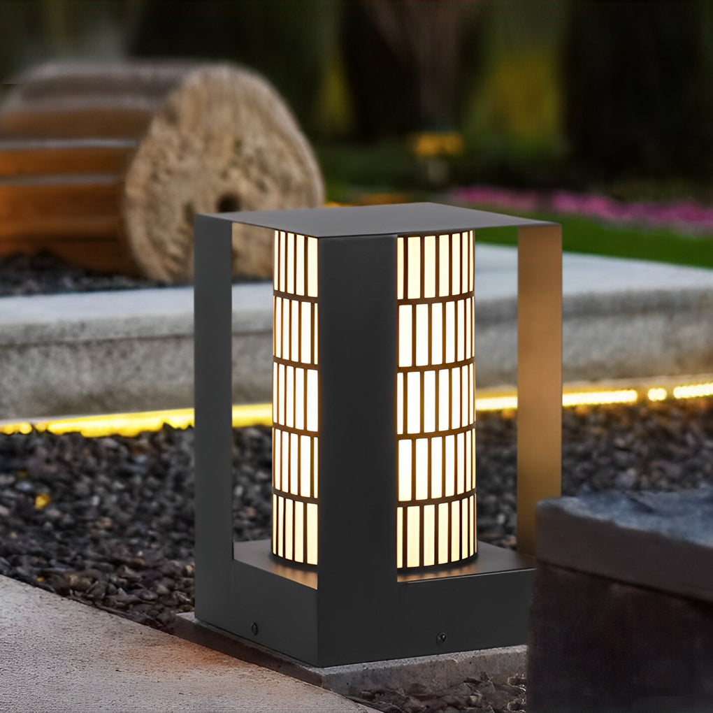 Modern Black Square LED Outdoor Post Light Waterproof Pathway Lamp for Backyard Landscaping