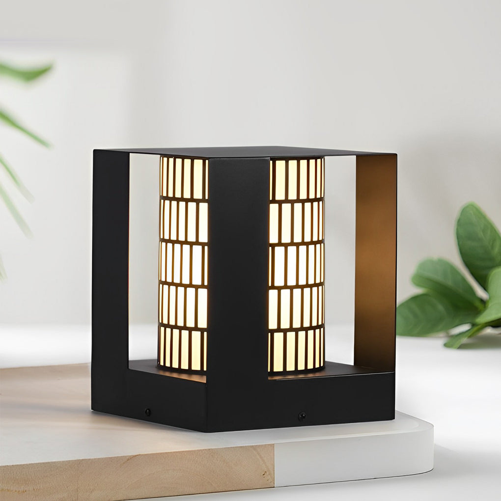 Modern Black Square LED Outdoor Post Light Waterproof Pathway Lamp for Backyard Landscaping