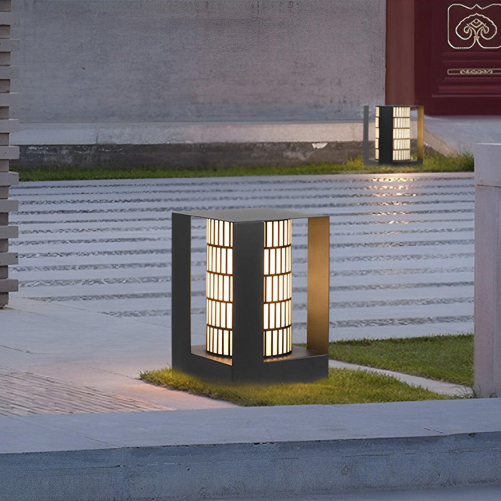 Modern Black Square LED Outdoor Post Light Waterproof Pathway Lamp for Backyard Landscaping