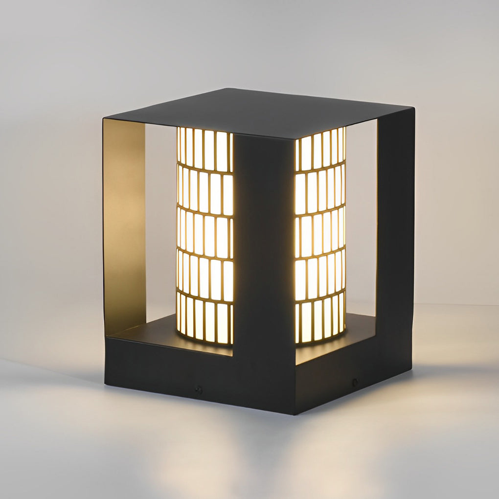 Modern Black Square LED Outdoor Post Light Waterproof Pathway Lamp for Backyard Landscaping