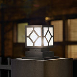 Modern Black Square LED Outdoor Post Light Waterproof Stainless Steel Garden Lantern