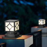 Modern Black Square LED Outdoor Post Light Waterproof Stainless Steel Garden Lantern