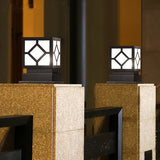 Modern Black Square LED Outdoor Post Light Waterproof Stainless Steel Garden Lantern