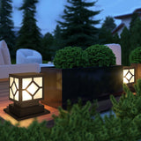 Modern Black Square LED Outdoor Post Light Waterproof Stainless Steel Garden Lantern