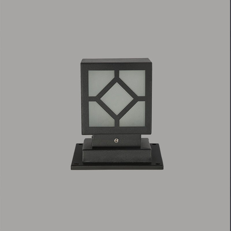Modern Black Square LED Outdoor Post Light Waterproof Stainless Steel Garden Lantern