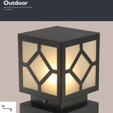 Modern Black Square LED Outdoor Post Light Waterproof Stainless Steel Garden Lantern